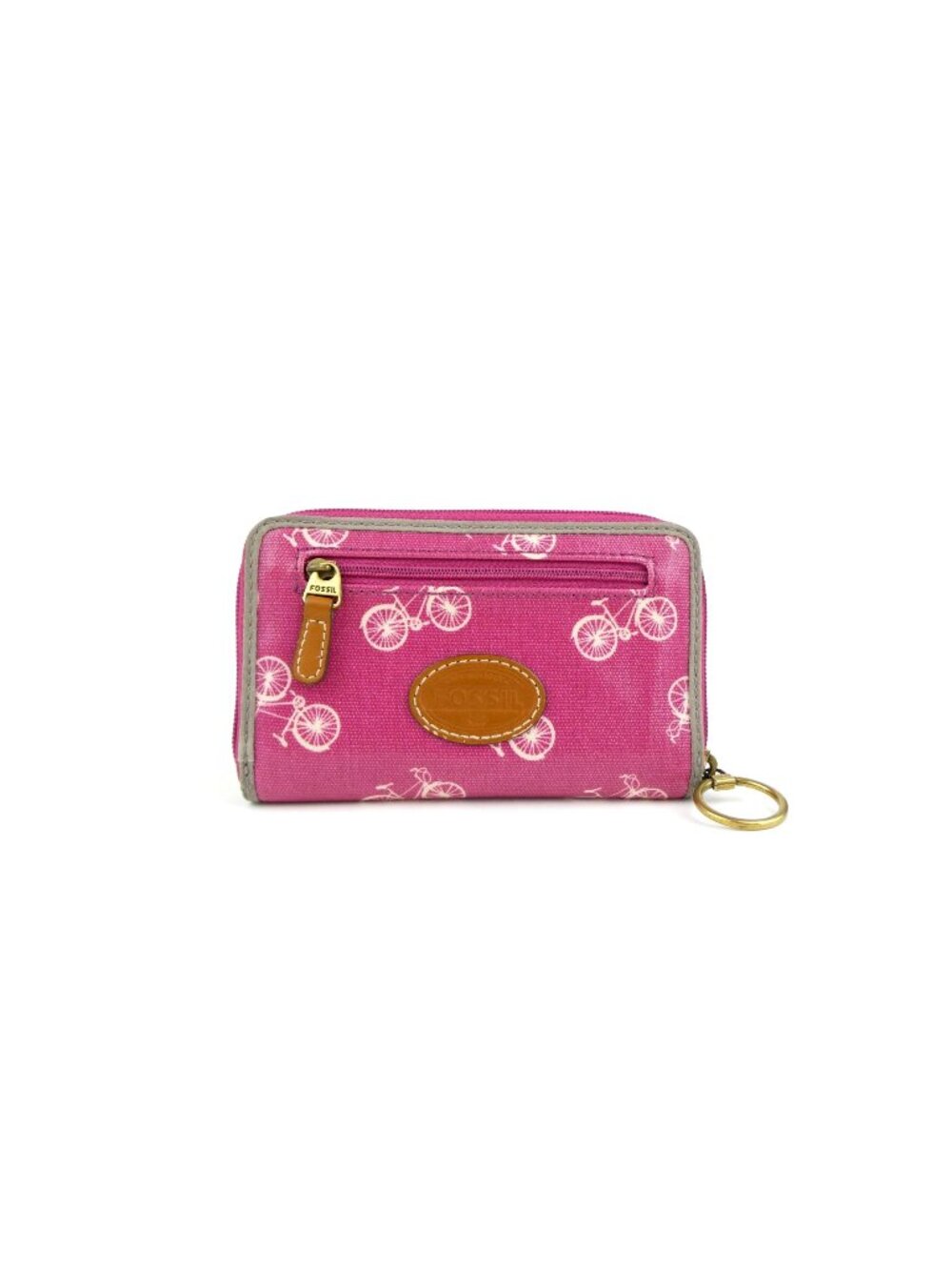 Fossil Pink Bicycle Print Zip Around Wallet